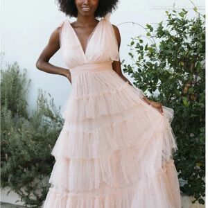 Morning Lavendar tulle and pearl blush dress